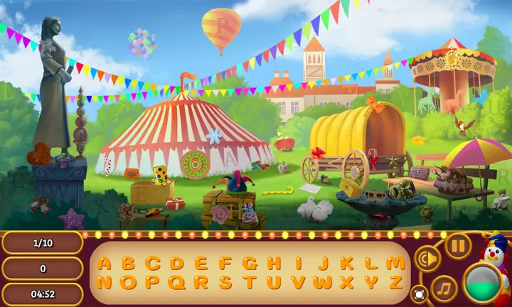 Snimak ekrana iz igre Circus Hidden Letters