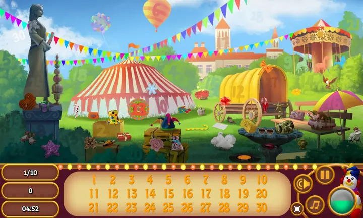 Snimak ekrana iz igre Circus Hidden Numbers