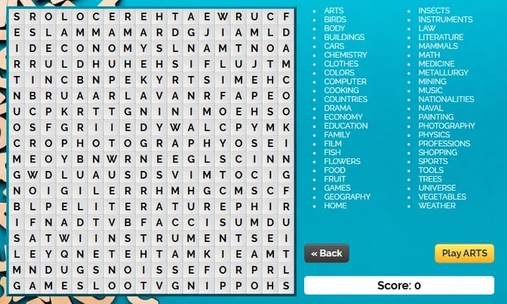 Snimak ekrana iz igre Classic Word Search