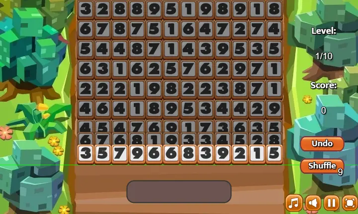 Snimak ekrana iz igre Clear the Numbers
