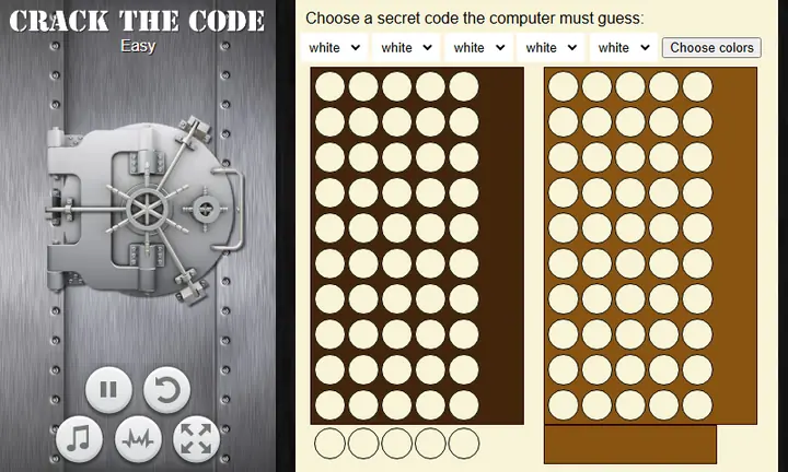 Snimak ekrana iz igre Crack the code