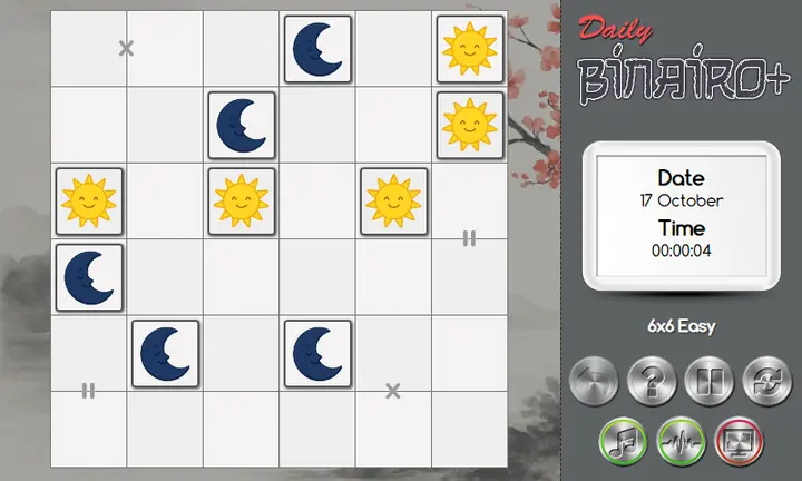 Screenshot from Daily Binairo+