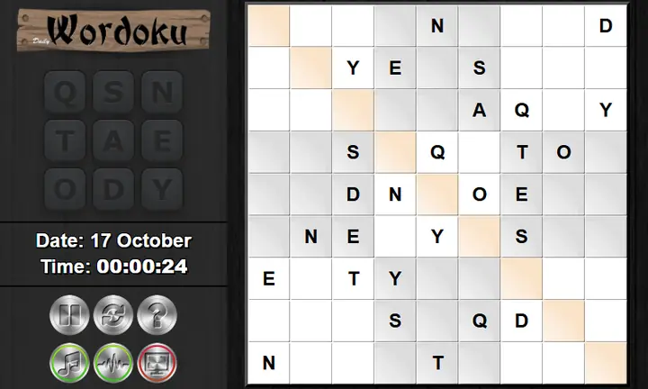 Snimak ekrana iz igre Daily Wordoku