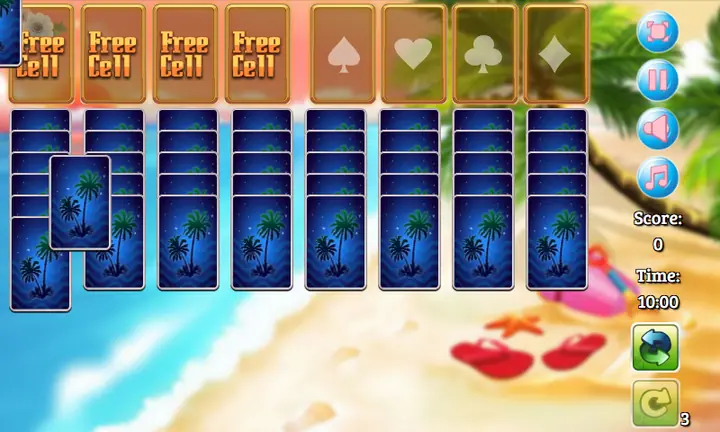 Snimak ekrana iz igre Freecell Summer Holiday