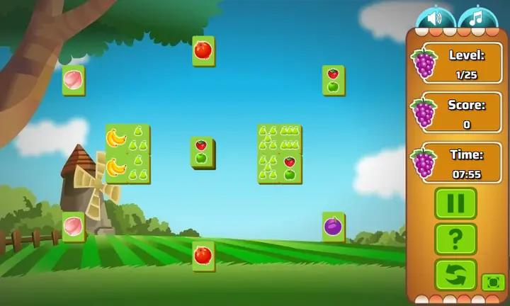 Snimak ekrana iz igre Fruit Flip Mahjongg