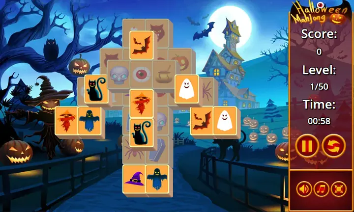Snimak ekrana iz igre Halloween Mahjong