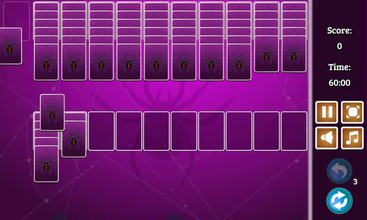 Snimak ekrana iz igre Huge Spider Solitaire