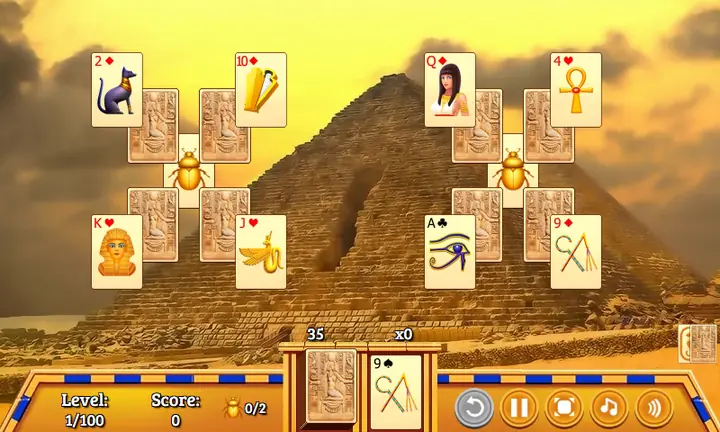 Snimak ekrana iz igre Luxor Tri Peaks