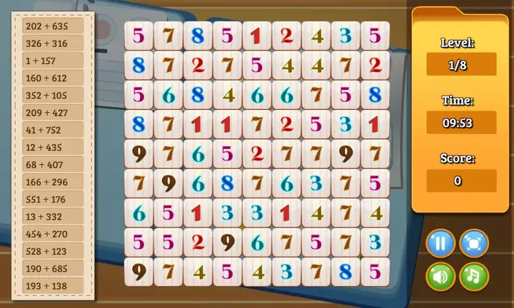 Snimak ekrana iz igre Math Search