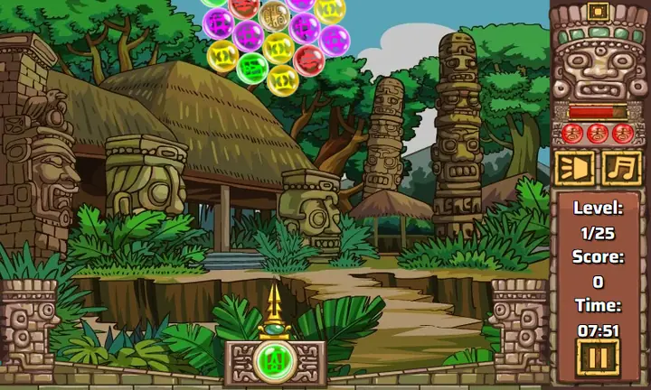 Snimak ekrana iz igre Mayan Marbles