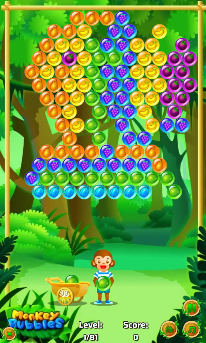 Snimak ekrana iz igre Monkey Bubbles