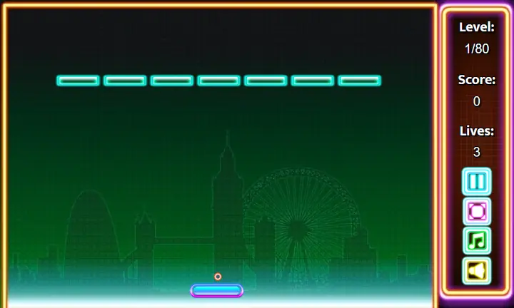 Snimak ekrana iz igre Neon Arkanoid
