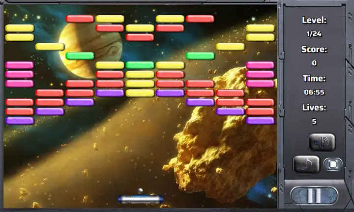 Snimak ekrana iz igre Outer Space Arkanoid