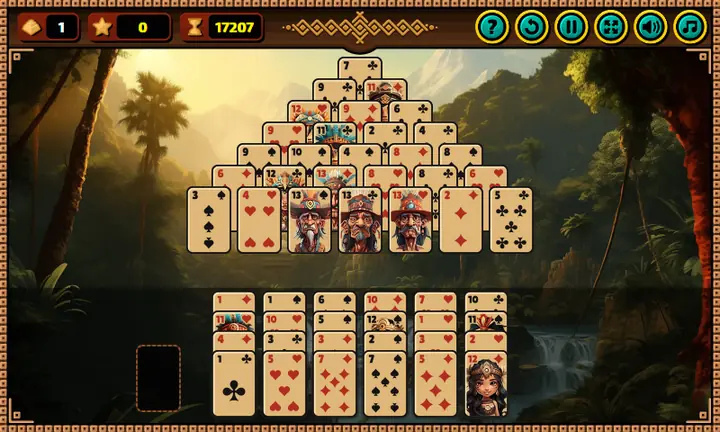 Snimak ekrana iz igre Pyramid Solitaire: Ancient Aztec