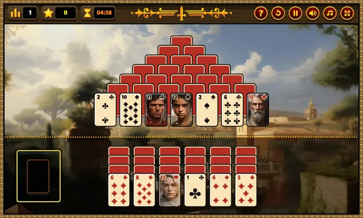 Snimak ekrana iz igre Pyramid Solitaire: Ancient Rome