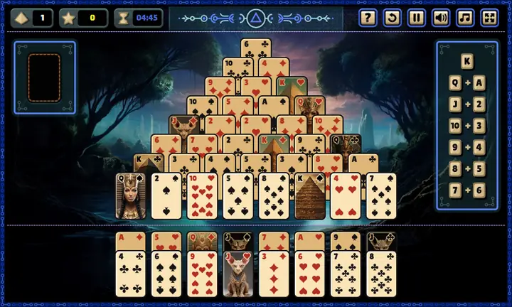 Snimak ekrana iz igre Pyramid Solitaire: Great Pyramid