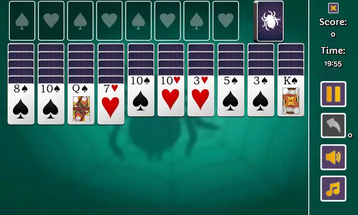 Snimak ekrana iz igre Spider Solitaire 2 suits